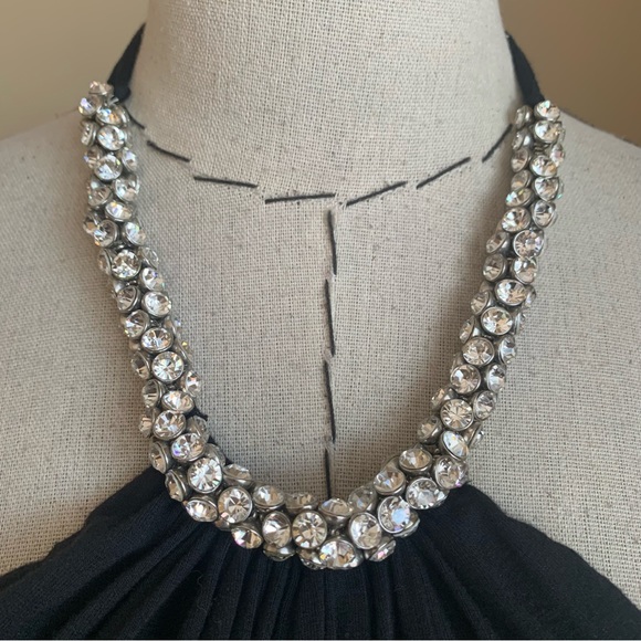 Y2k Sky Brand Rhinestone Necklace Halter Tunic Top Party Holiday Fun - Picture 4 of 10